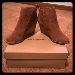 Lucky Brand Wedge Boots. Brand New in box.